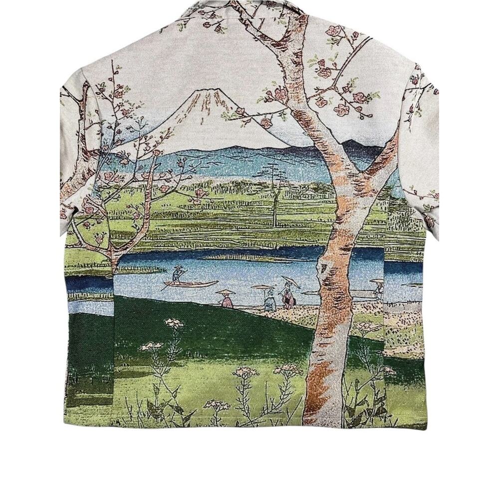 NEW Rebel Vengeance Tapestry All Over Print Jacket Japan Mt Mount Fuji Large - Picture 7 of 7